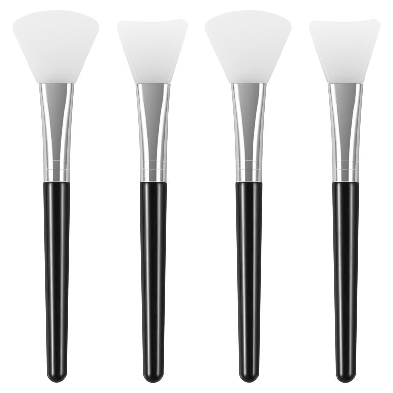 tifanso 4PCS Silicone Face Mask Brush Applicator Flexible Silicone Brush for Face for Mud Clay DIY Mask Body Lotion BB Cream Black