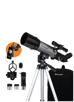 Telescope Travel Scope Case 60 DX with Smartphone Adapter and Free ECLIPSMART SOLAR Filter | Contains free astronomy software and a product-specific download eBook