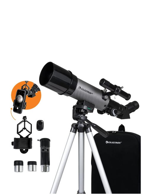 Telescope Travel Scope Case 60 DX with Smartphone Adapter and Free ECLIPSMART SOLAR Filter | Contains free astronomy software and a product-specific download eBook