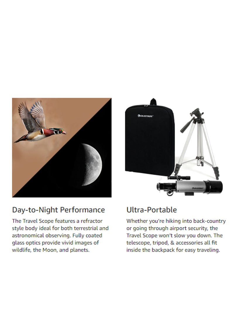 Celestron - Telescope Travel Scope Case 60 DX with Smartphone Adapter and Free ECLIPSMART SOLAR Filter | Contains free astronomy software and a product-specific download eBook - Image 1