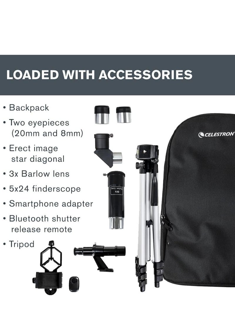 Celestron - Telescope Travel Scope Case 60 DX with Smartphone Adapter and Free ECLIPSMART SOLAR Filter | Contains free astronomy software and a product-specific download eBook - Image 1