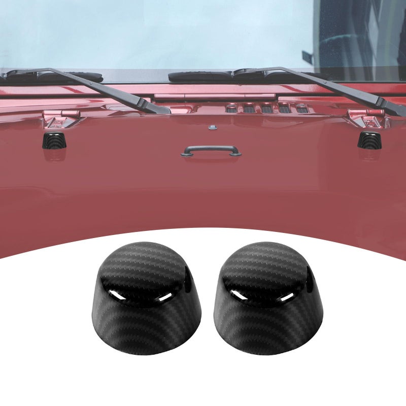 PDKLIN for Jeep JK Hood Rubber Bumper Stops Trim Cover for Jeep Wrangler JK JKU 20072017 Carbon Fiber Exterior Accessories 2pcs
