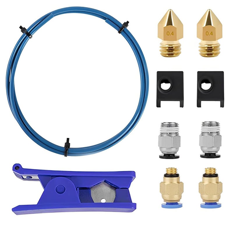 HASTHIP ® Upgrade 3D Printer Kit with Capricorn Premium XS Bowden Tubing 1M, PTFE Teflon Tube Cutter, Pneumatic Fittings and MK8 Socks and Extra Nozzles for Ender 3/3 Pro/ 5/ Vyper/Voxelab Aquila - Image 1