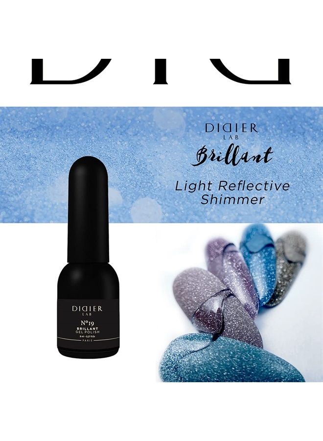 DIDIER LAB – Gel Polish Brillant No 19 – Professional Manicure Pedicure Nail Gel Polish with Sparkling Platinum Hue –Light Reflective Shimmer - Rich Pigment for Complete Nail Coverage – UV LED Lamps - Image 4