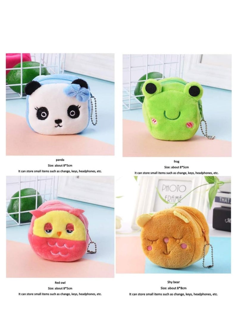 Oasisgalore 4Pcs Cute Animal Plush Coin Purse Coin Pouch Bag Coin Tray Wallet Key Holder Clutch Bags for Gift - Image 2