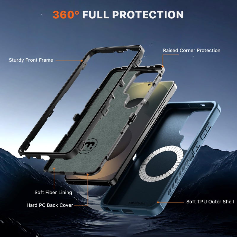M MYBAT PRO for Samsung Galaxy S26 Ultra Case,Magnetic Cover with Drop-Tested Armor,Heavy Duty Protection Case for Galaxy S26 Ultra,Shockproof Cover|Supports Wireless Charging Blue - Image 5