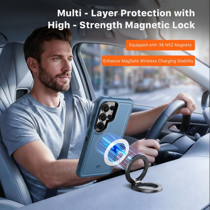 M MYBAT PRO for Samsung Galaxy S26 Ultra Case,Magnetic Cover with Drop-Tested Armor,Heavy Duty Protection Case for Galaxy S26 Ultra,Shockproof Cover|Supports Wireless Charging Blue - Image 4