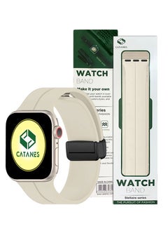 Apple Watch Band 38mm 40mm 41mm Magnetic Band D-buckle Silicone Sport Strap Replacement Wrist Band Sand White