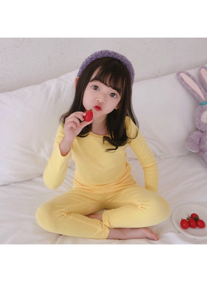 Children's Pajamas Set Autumn And Winter New Style Baby Boy White Long-sleeved Pants Girls Home Clothes Two-piece Set Autumn
