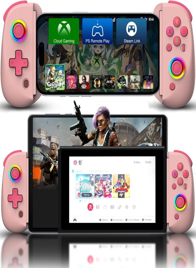 Joso Mobile Gaming Controller for iPhone/iPad/Tablet, Android Wireless Controller with Hall Effects Joysticks, Support PC/Switch, Play Cloud Games/PS Remote Play/COD/Genshin Impact & More - Pink - Image 1