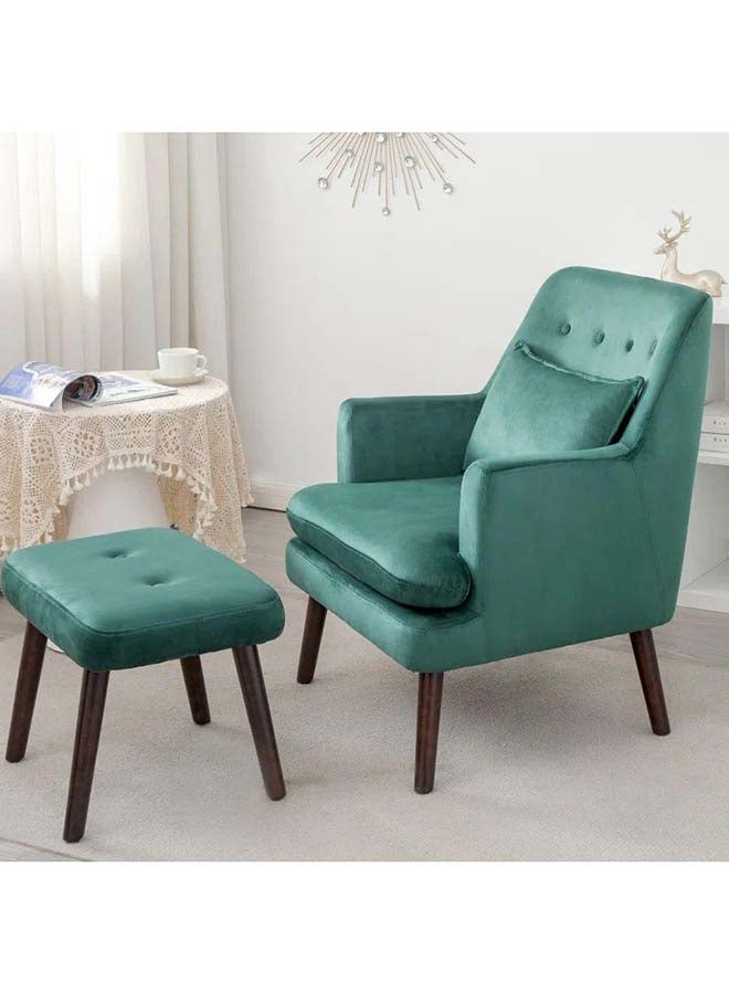 Al Home Verdant Green Velvet Chair and Pouf Set Swedish Wood By Alhome 80
Pouf : 55x45 cm 