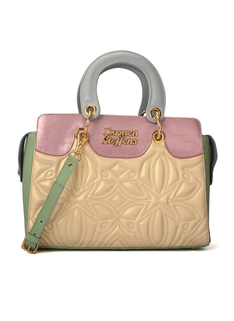 Carmen Steffens Yellow Pearl Leather Bag with Quilting