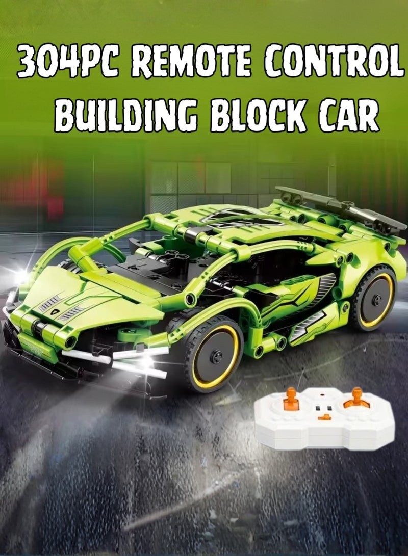 زيد بلاي مجموعة بناء سيارة سباق تعمل بالتحكم عن بعد، مكونة من 304 قطعة، لعبة بناء سيارة رياضية عالية السرعة تعمل بالتحكم عن بعد، بتردد 2.4 جيجاهرتز، مجموعة نماذج هوايات تعليمية للأطفال والمراهقين والبالغين