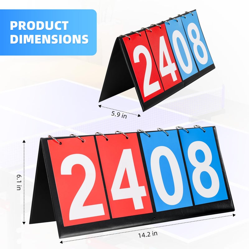 I-MART 4-Digit Portable Flip Scoreboard, Easy Flip Score Keeper for Cornhole Volleyball Basketball Football Tennis Baseball Soccer Ping Pong Games, Double-Sided Display for Indoor Outdoor Sports - Image 3