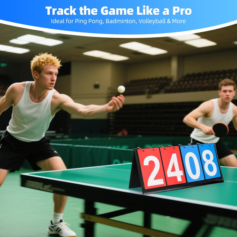 I-MART 4-Digit Portable Flip Scoreboard, Easy Flip Score Keeper for Cornhole Volleyball Basketball Football Tennis Baseball Soccer Ping Pong Games, Double-Sided Display for Indoor Outdoor Sports - Image 5