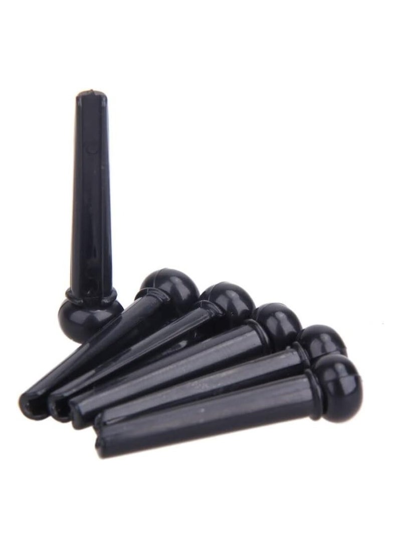 SOLDOUT - ABS Acoustic Guitar Bridge Pins Dot Inlay Bridge Pin for Bass Folk Guitar Replacement Accessories diameter (5.0mm, Pack of 6, Black) - Image 1