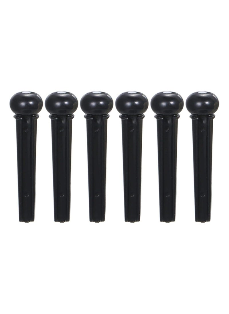SOLDOUT - ABS Acoustic Guitar Bridge Pins Dot Inlay Bridge Pin for Bass Folk Guitar Replacement Accessories diameter (5.0mm, Pack of 6, Black) - Image 1