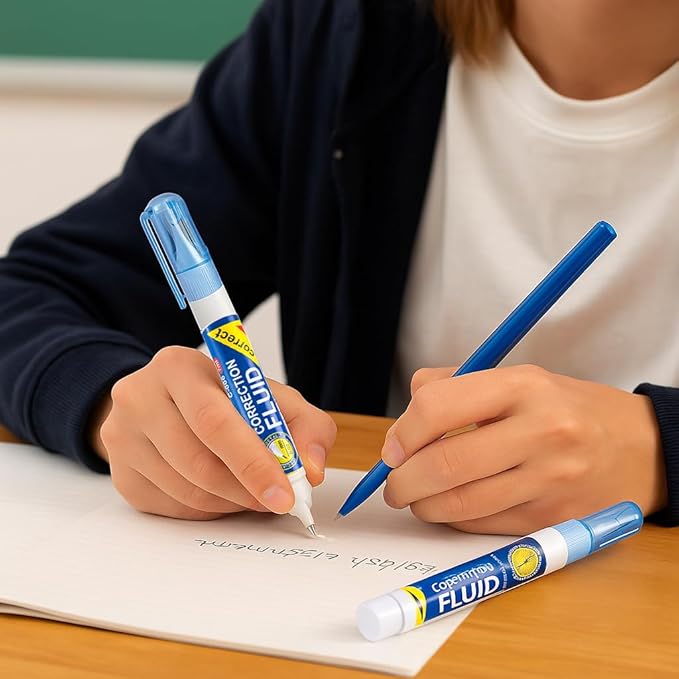 Zikra 6 pcs Quick-Dry Correction Fluid Pen ‚Äì White Liquid Paper for Office & School, Smooth No-Smear Formula, Precision Tip for Neat Edits, Fast-Drying - Image 1