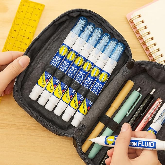 Zikra 6 pcs Quick-Dry Correction Fluid Pen ‚Äì White Liquid Paper for Office & School, Smooth No-Smear Formula, Precision Tip for Neat Edits, Fast-Drying - Image 3