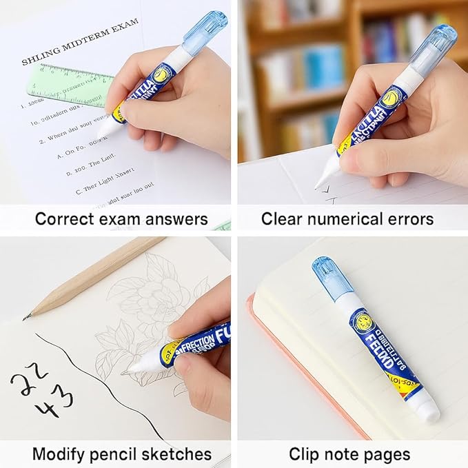 Zikra 6 pcs Quick-Dry Correction Fluid Pen ‚Äì White Liquid Paper for Office & School, Smooth No-Smear Formula, Precision Tip for Neat Edits, Fast-Drying - Image 4