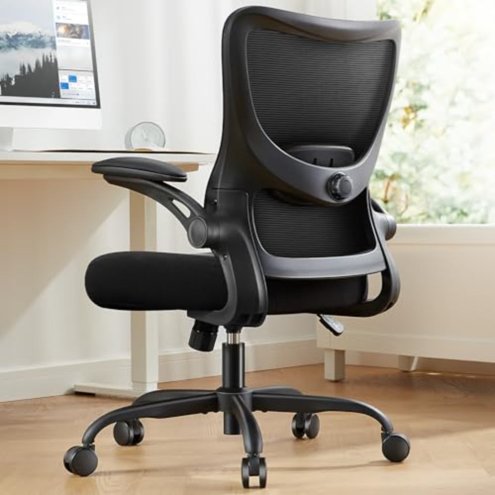 Home Office Chair, Ergonomic Chair with 3 Ways PU Armrests and Adjustable Lumbar Support, Ergonomic Office Chair for Home Office Gaming