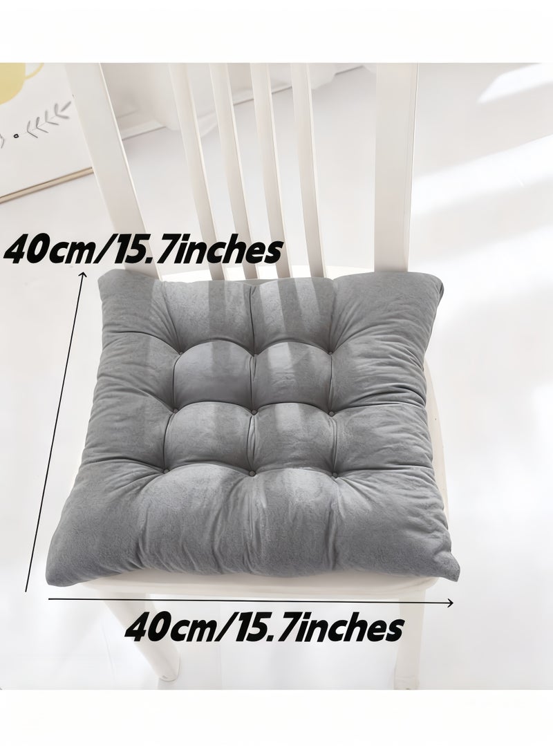 شو وو وسادة كرسي، وسادة كرسي سميكة، وسادة مقعد صلبة، وسادة مقعد كرسي أرضية مربعة سميكة، وسادة كرسي، وسادة تاتامي مريحة، وسادة مقعد مبطنة، وسادة قراءة لليوغا والتأمل وغرفة المعيشة والشرفة والمكتب في الهواء الطلق (رمادي، 40 × 40 سم) - Image 2