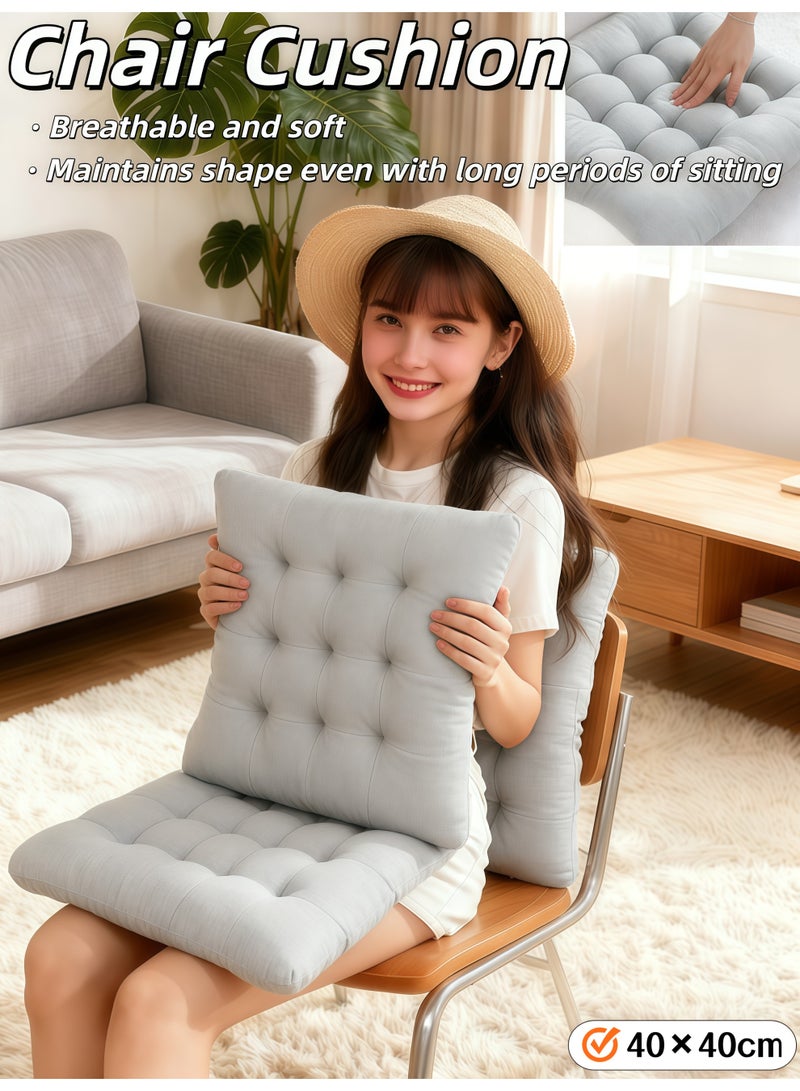 شو وو وسادة كرسي، وسادة كرسي سميكة، وسادة مقعد صلبة، وسادة مقعد كرسي أرضية مربعة سميكة، وسادة كرسي، وسادة تاتامي مريحة، وسادة مقعد مبطنة، وسادة قراءة لليوغا والتأمل وغرفة المعيشة والشرفة والمكتب في الهواء الطلق (رمادي، 40 × 40 سم) - Image 1