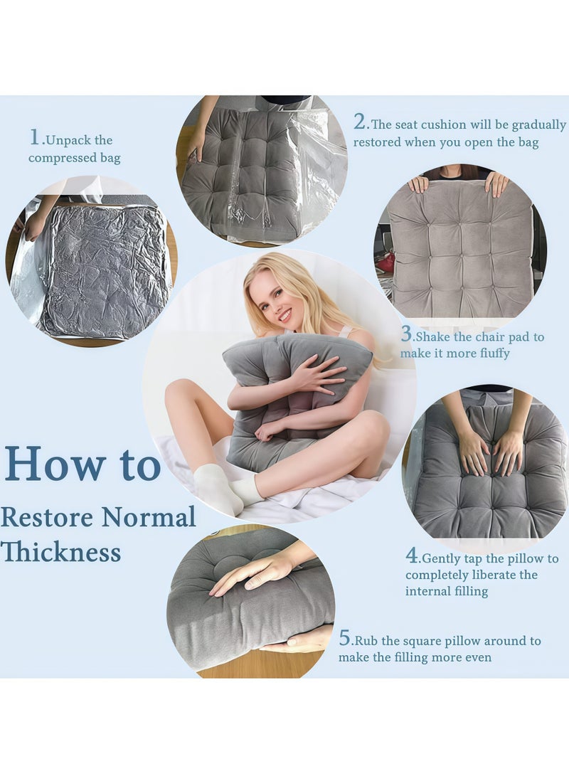 شو وو وسادة كرسي، وسادة كرسي سميكة، وسادة مقعد صلبة، وسادة مقعد كرسي أرضية مربعة سميكة، وسادة كرسي، وسادة تاتامي مريحة، وسادة مقعد مبطنة، وسادة قراءة لليوغا والتأمل وغرفة المعيشة والشرفة والمكتب في الهواء الطلق (رمادي، 40 × 40 سم) - Image 4