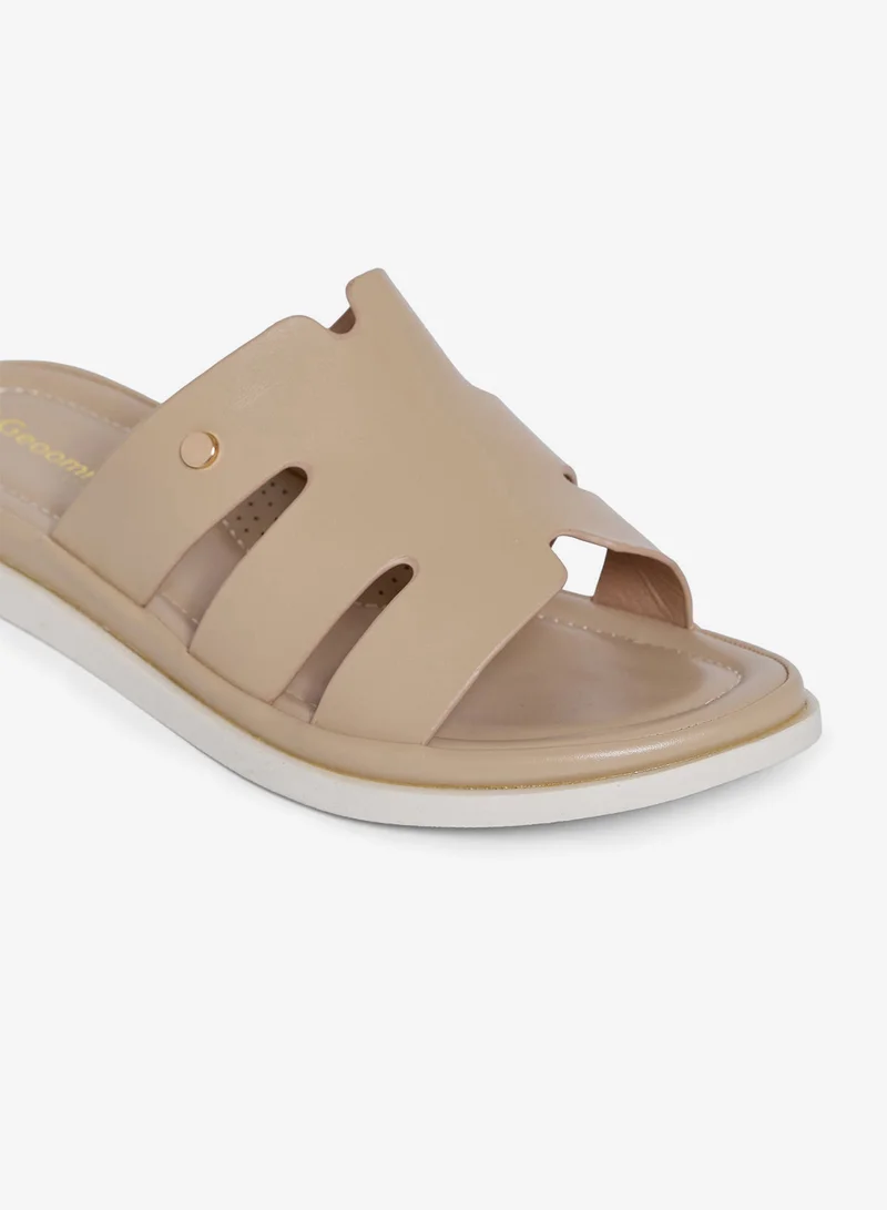Geoomnii BEIGE Geoomnii Comfort Slide Sandals for Women – Cushioned Slip-On Casual Sandals for Daily Wear, Home, Travel & Walking for Women | Best Price UAE