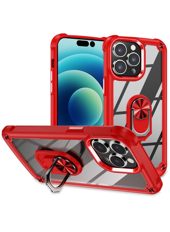 اس-توب جراب لهاتف iPhone 14 Pro Max مصنوع من مادة TPU + PC لحماية العدسات مع حامل حلقي - Image 1