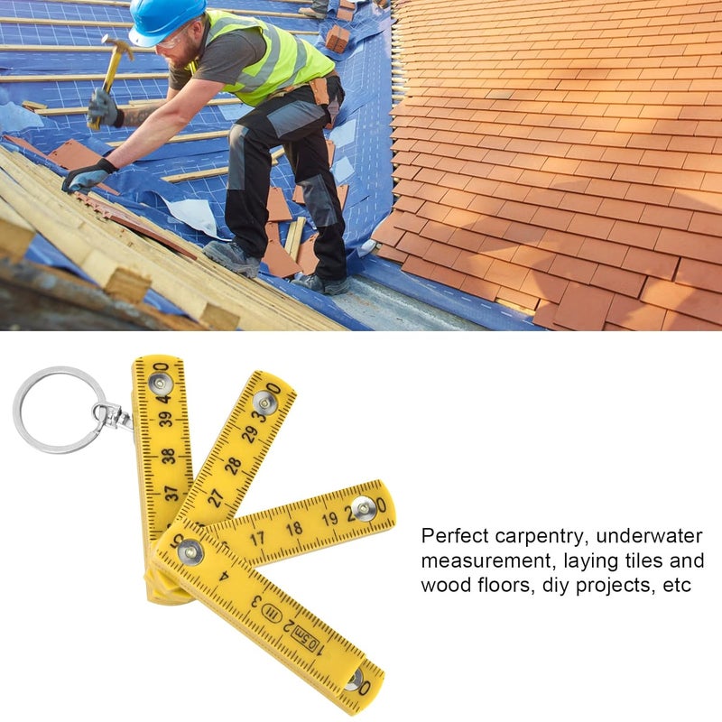 AQXREIGHT قطعتان مسطرة قابلة للطي من مادة ABS بطول 0.5 متر، مسطرة قابلة للطي محمولة لأعمال النجارة وتركيب البلاط باللون الأصفر - Image 3