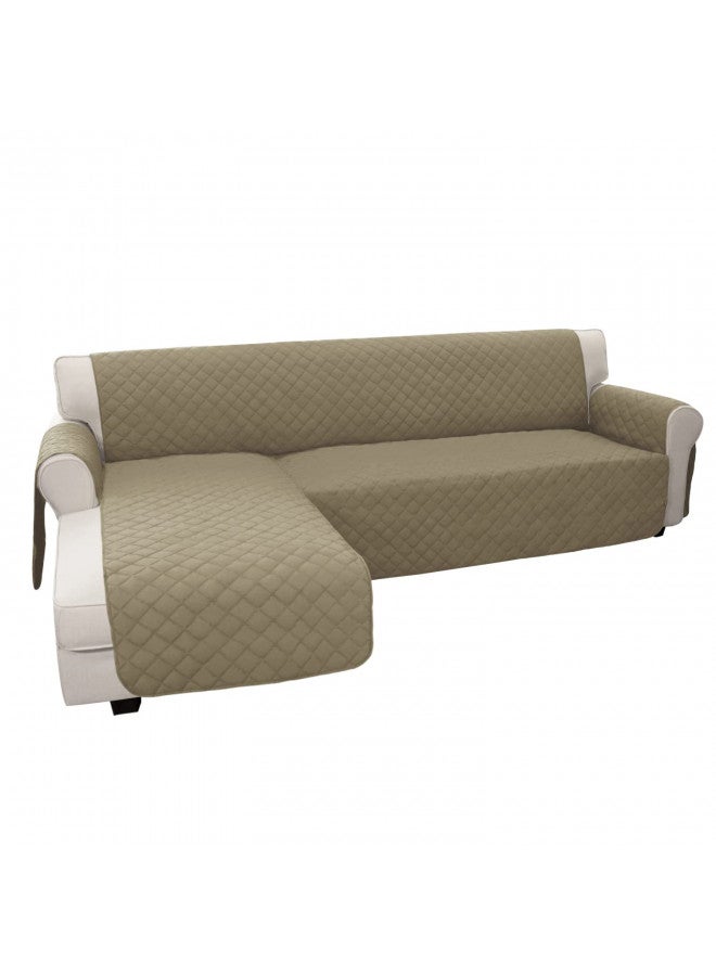 Easy-Going Sofa Slipcover L Shape Sofa Cover Sectional Couch Cover Chaise Lounge Slip Cover Reversible Sofa Cover Furniture Protector Cover for Pets Kids Children Dog Cat(Large,Beige/Beige) - Image 1