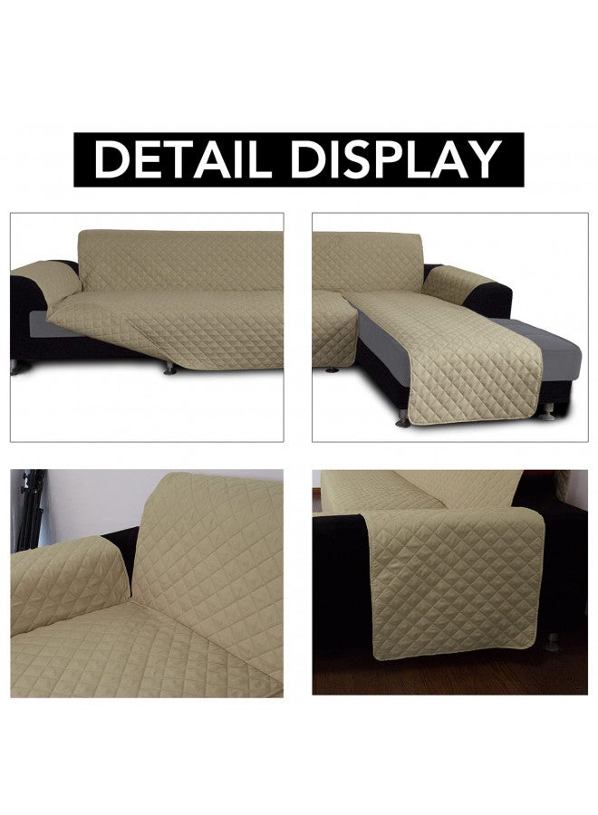 Easy-Going Sofa Slipcover L Shape Sofa Cover Sectional Couch Cover Chaise Lounge Slip Cover Reversible Sofa Cover Furniture Protector Cover for Pets Kids Children Dog Cat(Large,Beige/Beige) - Image 2