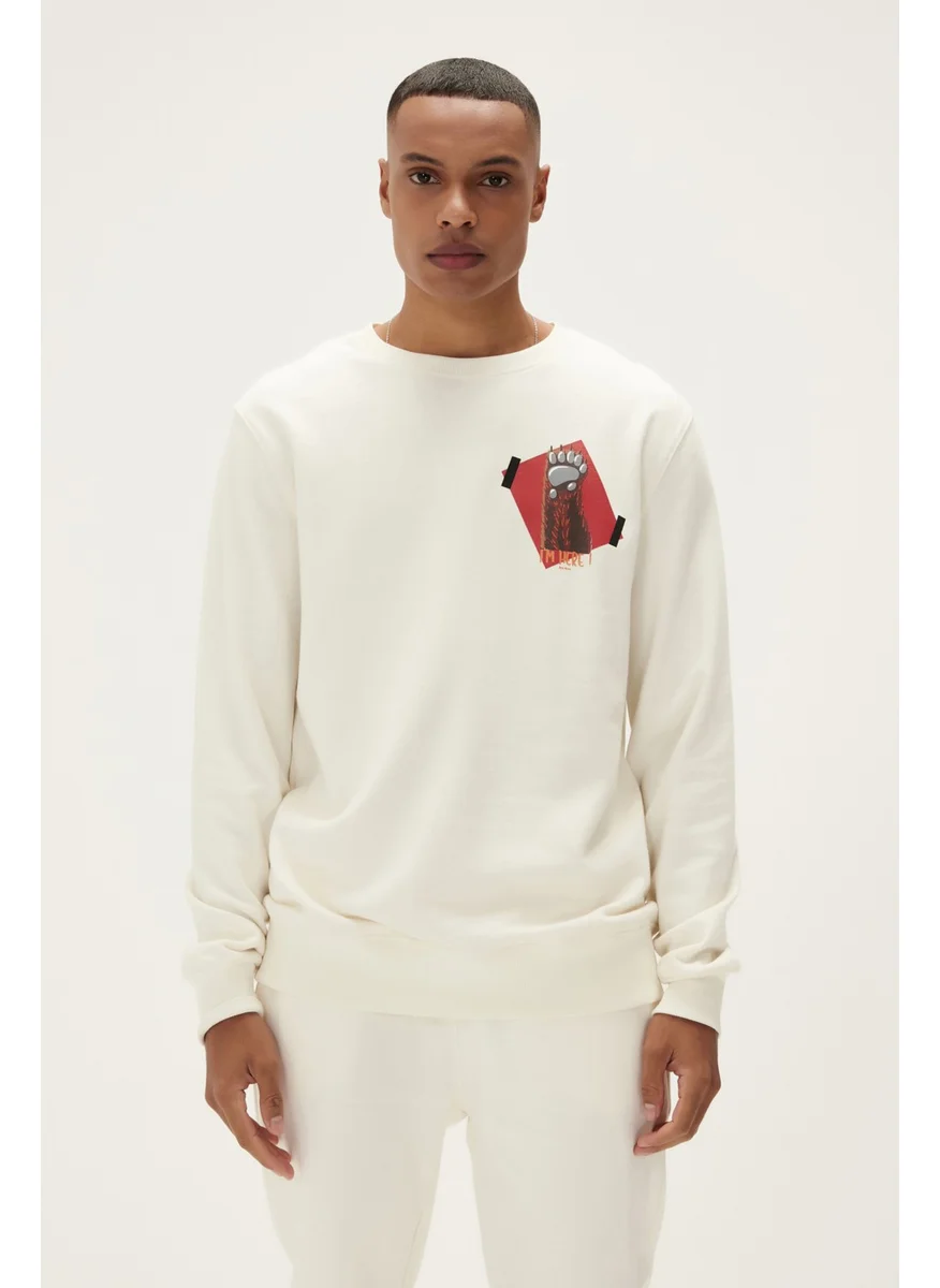 Bad Bear Here Crewneck Cream Men's Sweatshirt 22.02.12.016-C108