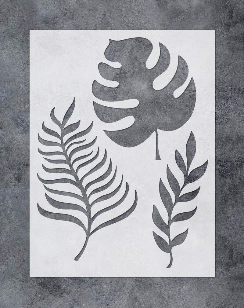 G GSS Designs GSS Designs Palm Frond Wall Art Stencil  Tropical Banana Leaf Painting Airbrush Stencil 12x16inch  Reusable Template for Wood Canvas Furniture Wall Home Decor SL054