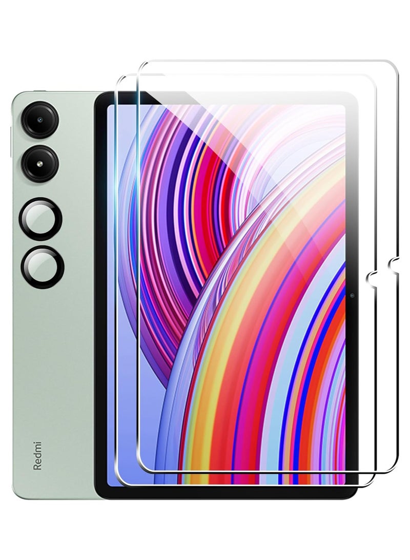 general 【2+1 Pack】 Screen Protector Compatible with Xiaomi Redmi Pad Pro/Poco Pad (2024 12.1 inch), Screen Protector Tempered Glass + Camera Lens Cover, HD 9H Hardness No Bubbles - Image 1
