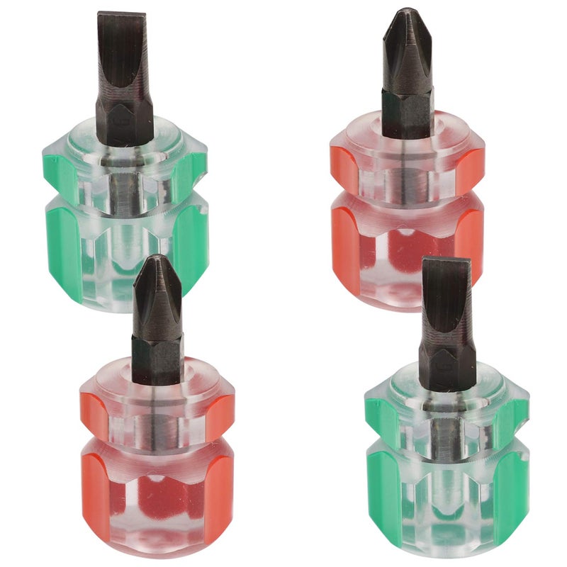 Sewing Machine Screwdriver Mini Stubby Screwdriver Set Ultra Short Pocket Screwdrivers for Narrow Spaces 4 Pieces with Flat Head and Phillips Head