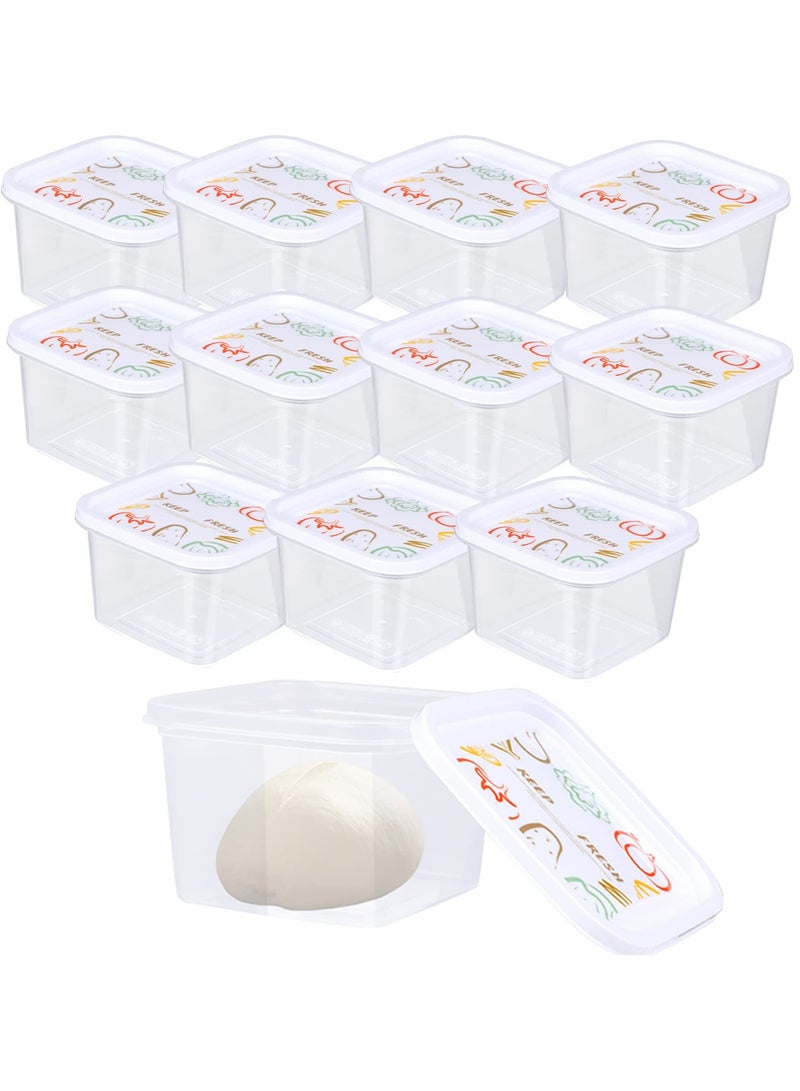 SYOSI Pizza Dough Proofing Box, Set of 12 Large Stackable Dough, with Sealing Lids Bread Dough Container Pizza Dough with Covers Food Storage Container for Home Kitchen Camping - 5.3” x 5.3” x 3.5” - Image 1