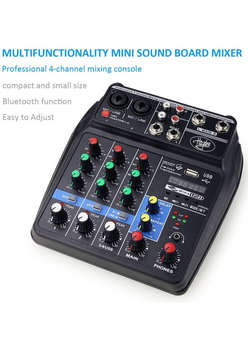 4 Channel Mixer, DJ Mixing Console, with Bluetooth, 48V Phantom Power Monitor Karaoke System USB Mixer Audio - pzsku/ZA3CB731157A2098F9DC7Z/45/_/1732789995/b3e7d8a7-b621-4ae3-b6ea-e399dc197289