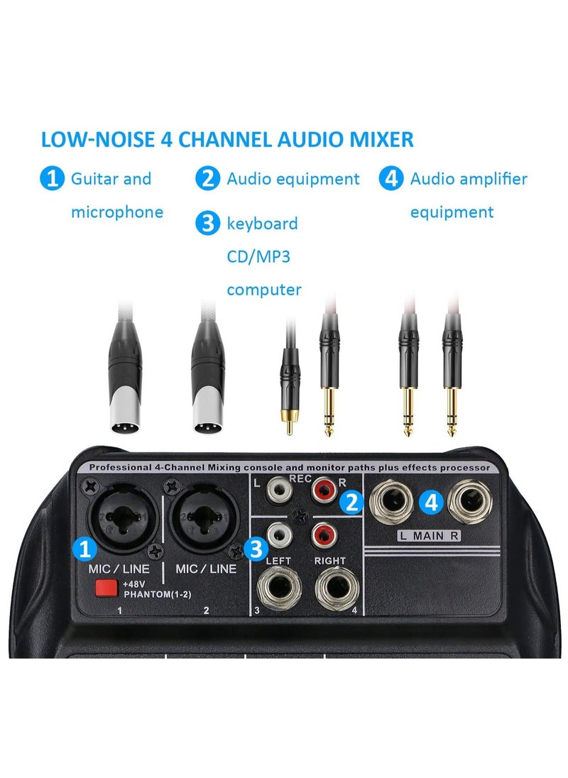 4 Channel Mixer, DJ Mixing Console, with Bluetooth, 48V Phantom Power Monitor Karaoke System USB Mixer Audio - pzsku/ZA3CB731157A2098F9DC7Z/45/_/1732790012/d3ebd6d8-d649-49c8-85eb-69407450b2e4