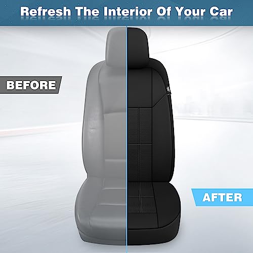 VarCozy Faux Leather Car Seat Covers Front Pair, Universal Front Seat Covers for Car, Breathable Seat Covers for SUV, Sedan, Van, Premium Automotive Interior Covers, Airbag Compatible, Black - Image 5