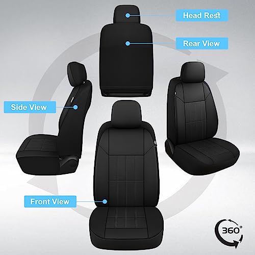 VarCozy Faux Leather Car Seat Covers Front Pair, Universal Front Seat Covers for Car, Breathable Seat Covers for SUV, Sedan, Van, Premium Automotive Interior Covers, Airbag Compatible, Black - Image 3