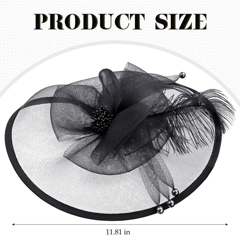 Zinniday Black Cocktail Fascinator Hats - Victoria Feather 2026 Kentucky Fascinators with Hairpin,1920s 50s Tea Party Derby Hat for Lady Woman Funeral Halloween Renaissance Dress Up, 11.81 â€œx9.84â€ - Image 4