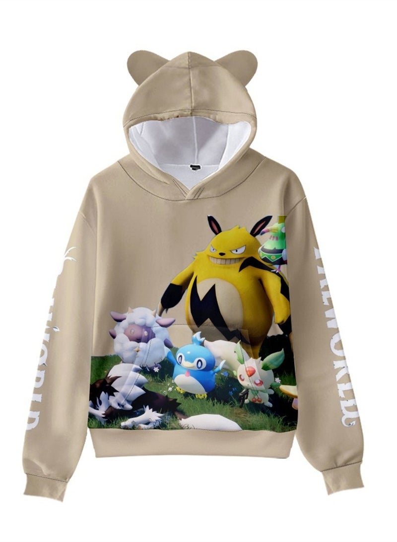 Palworld Phantom Beast Pallu 3D Digital Printing Cat Ears Hooded Sweatshirt - Image 1