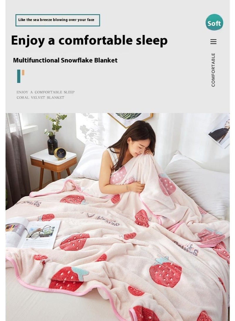 Bluejw 1-Piece Strawberry Pattern Interesting Cozy Blanket Air Conditioning Blanket - Image 2