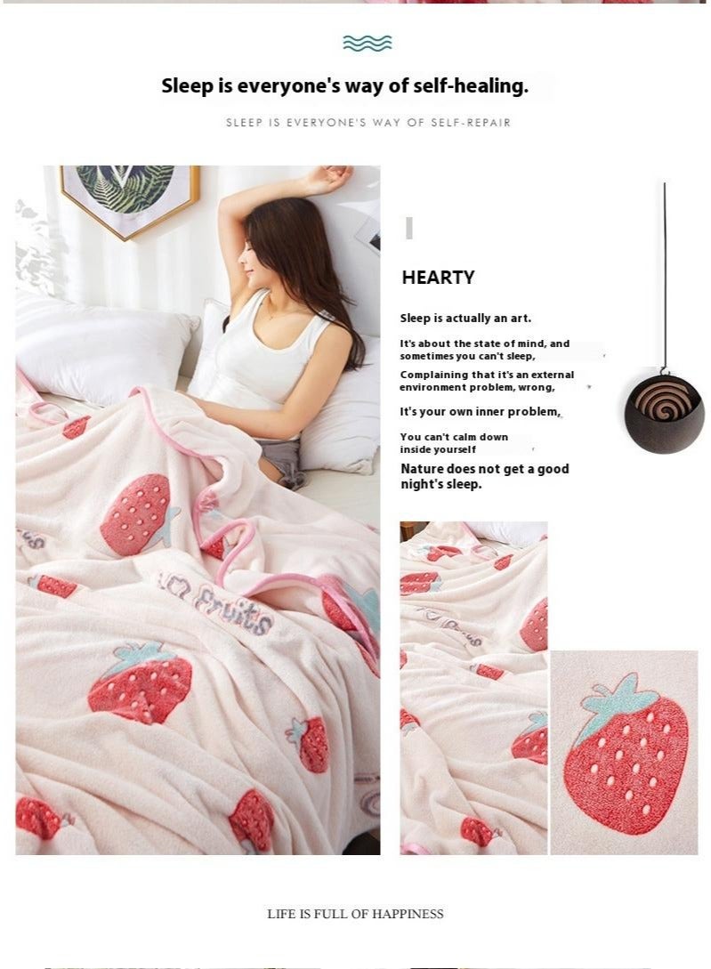 Bluejw 1-Piece Strawberry Pattern Interesting Cozy Blanket Air Conditioning Blanket - Image 3