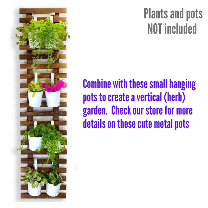 ShopLaLa Wall Planter for Climbing Plants Outdoor - Wooden Hanging Living Vertical Garden Outdoor Indoor Plant Stand Large Tall Long Ladder Vinyl Plant Hanger for Hanging Flower Pots 59" (150cm) - Image 3
