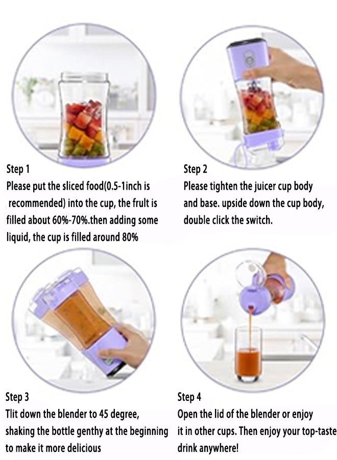 Portable Juicer Blender for Shakes and Smoothies,USB Rechargeable Personal Blender with 6pcs 3D Blades,Strong Blending Power,13.5Oz & Cleansing Brush for Travel,Office and Sports - Green