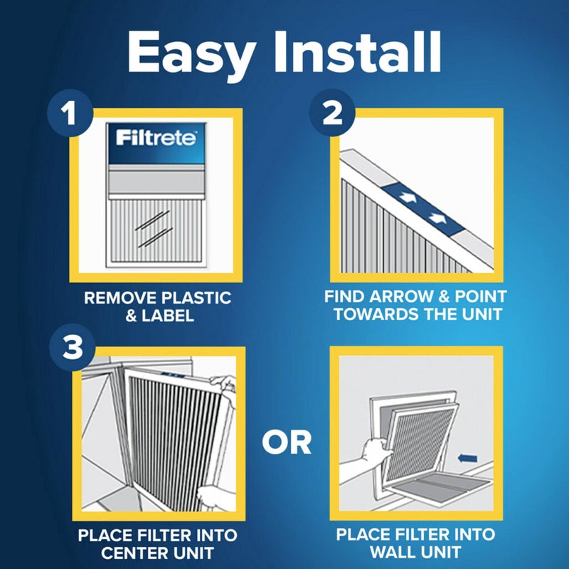 FILTRETE Filtrete 12x12x1 AC Furnace Air Filter, MERV 11, MPR 1000, Micro Allergen Defense, 3-Month Pleated 1-Inch Electrostatic Air Cleaning Filter, 4 Pack (Actual Size 11.81x11.81x0.81 in)  - Image 3