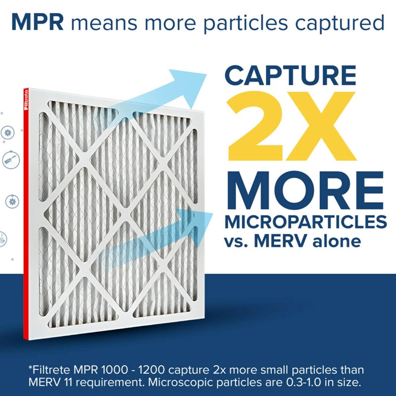 FILTRETE Filtrete 12x12x1 AC Furnace Air Filter, MERV 11, MPR 1000, Micro Allergen Defense, 3-Month Pleated 1-Inch Electrostatic Air Cleaning Filter, 4 Pack (Actual Size 11.81x11.81x0.81 in)  - Image 4